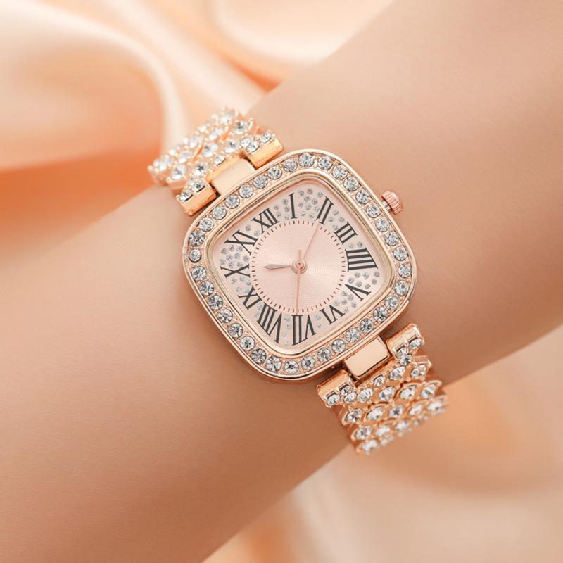 Starry Sky Square Diamond Studded Women's Fashion Watch with Bracelet Style