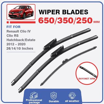 Front Rear Wiper Blades For Renault Clio 4 IV 2012 - 2020 RS Hatchback Estate Windshield Brushes Windscreen Window 26"+14"+10"