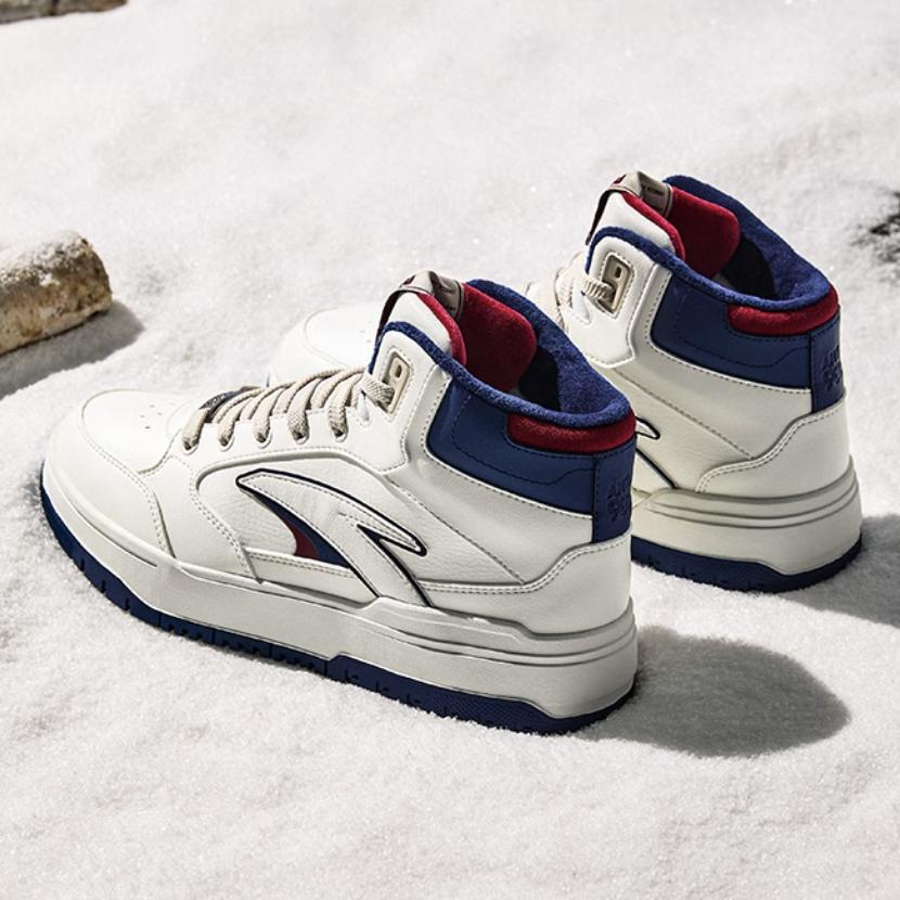 New Anta 982 Warm Anti Slip And Wear Resistant High Top Skateboard Shoes Men's White Blue Red 112448961-1