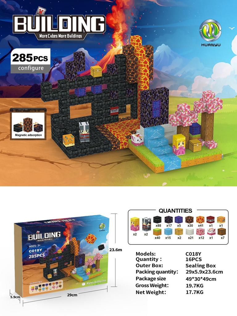 My Block World Children's Magnetic Cubes Set - Primeval Forest