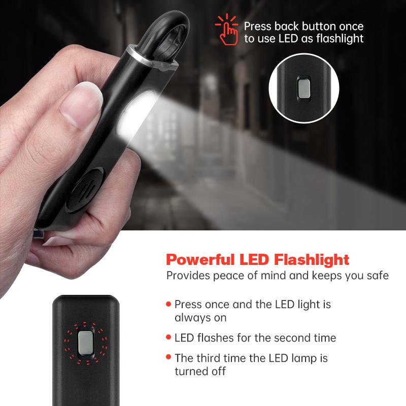 Alarme Personnelle 130dB Double Haut-Parleur Flash LED