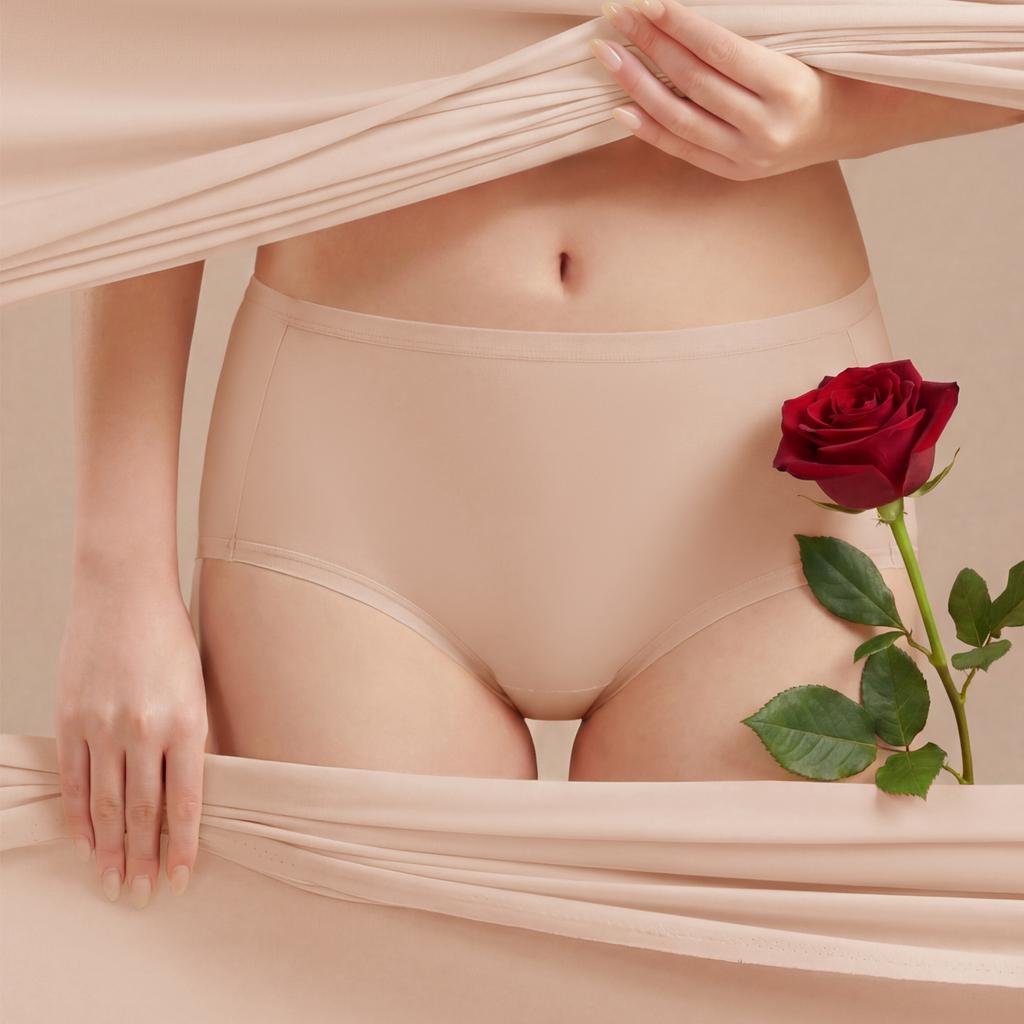 Women's Summer Ultra Thin Rose Fragrance Anti  Bacterial Quick  Drying Breathable Invisible Ice Silk No Trace Briefs