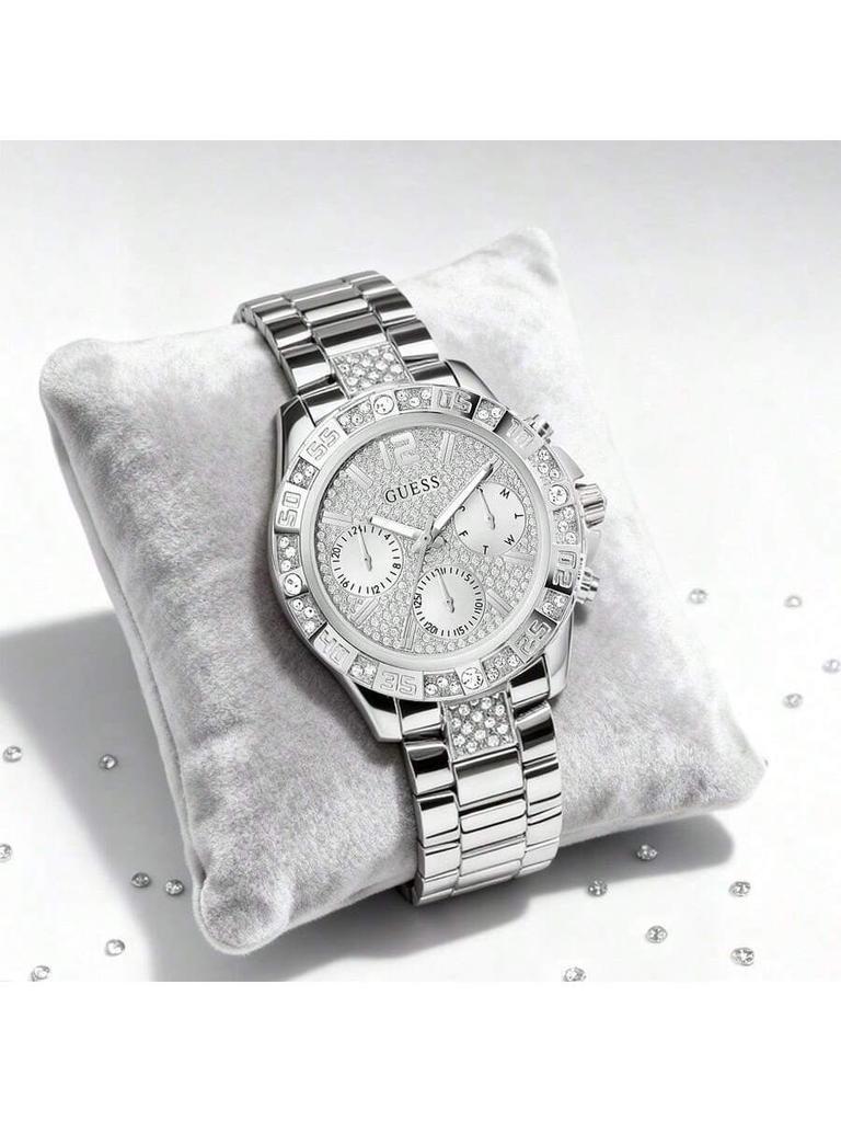 Guess Women's Analogue Quartz 40mm Watch with Silver Stainless Steel Case,Silver Multi Dial Stainless Steel Strap 50m Waterproof -GW0771L1