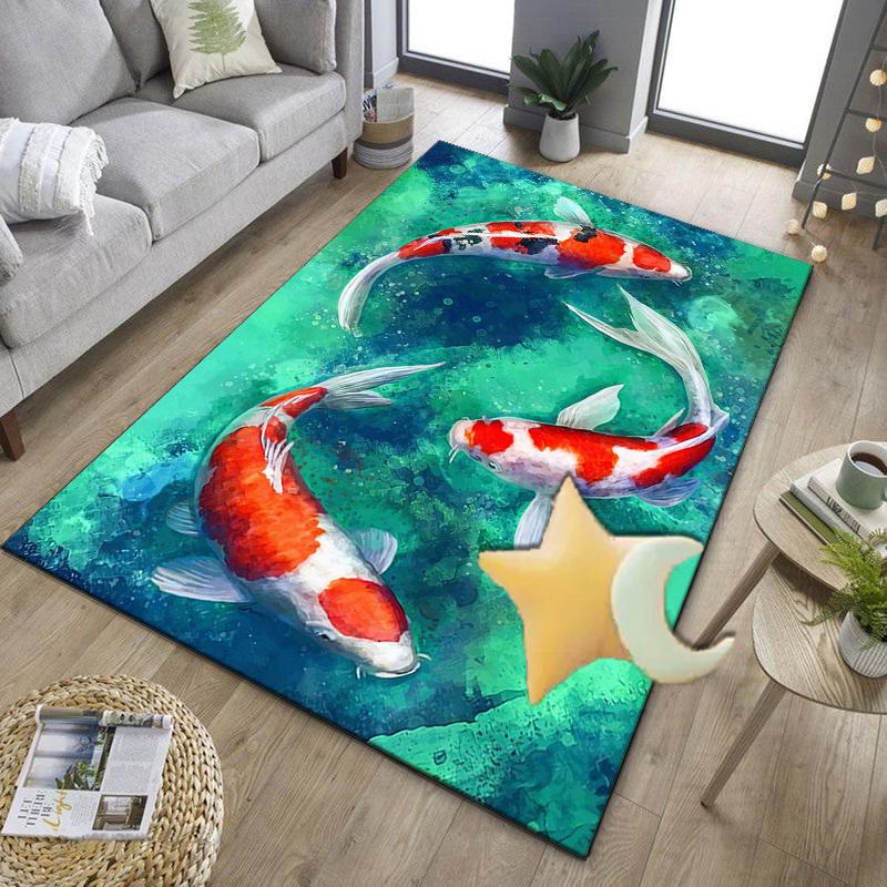 Koi Fish Artwork Office Rug Chair Mat, Entryway Carpet, Suitable for Front Door, Bedroom, Living Room, Desk, Holiday Gift