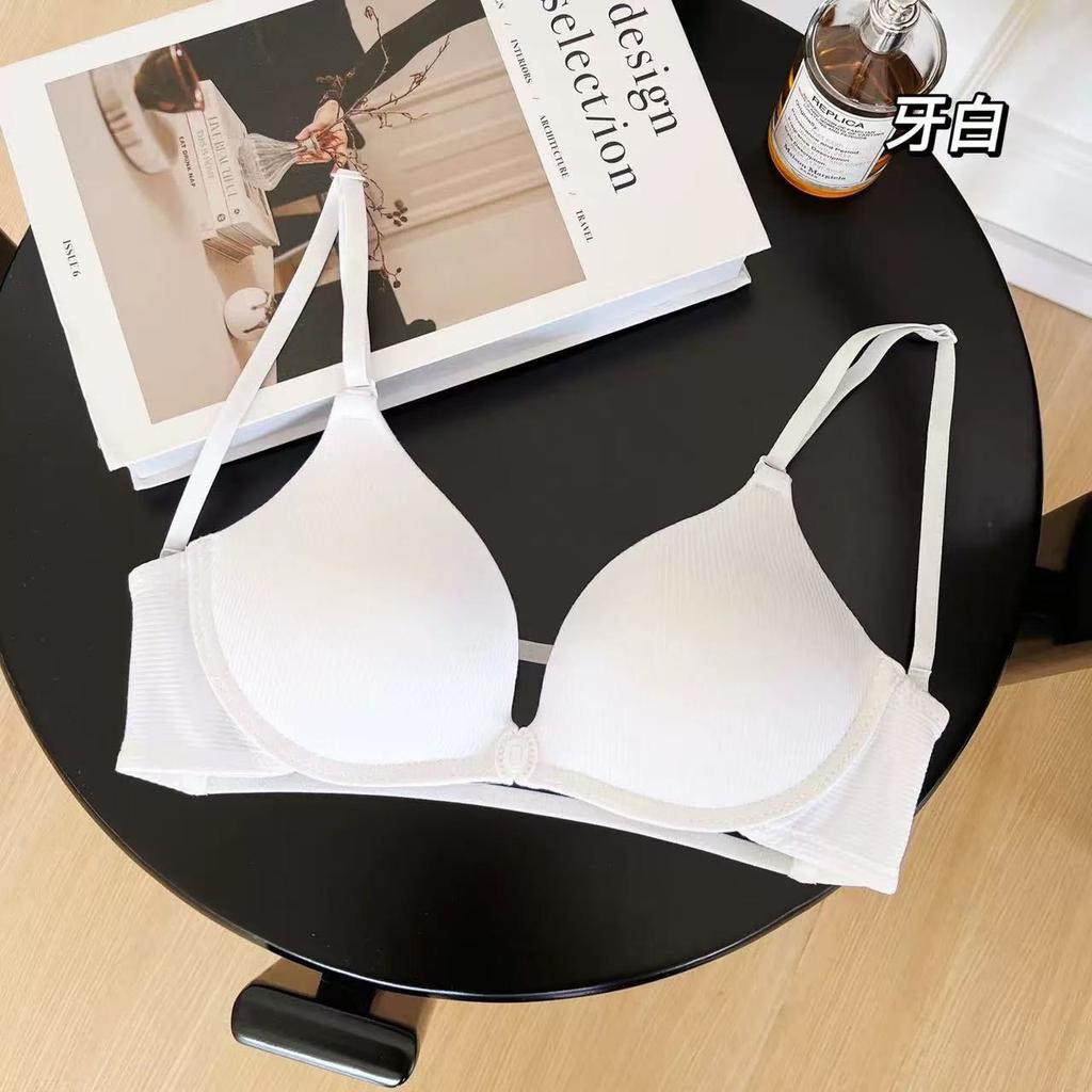 Sexy pure desire seamless front buckle women's thin no steel ring big halter beautiful back bra cover summer