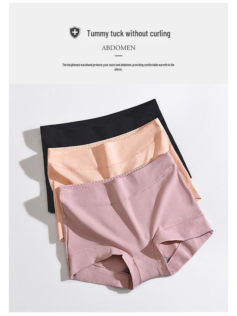 Damen Boyshorts mit hohem Bund und Bauchkontrolle: Einfarbig, Atmungsaktive Baumwolle, Bequeme Unterwäsche mit antibakteriellem Graphen-Zwickel