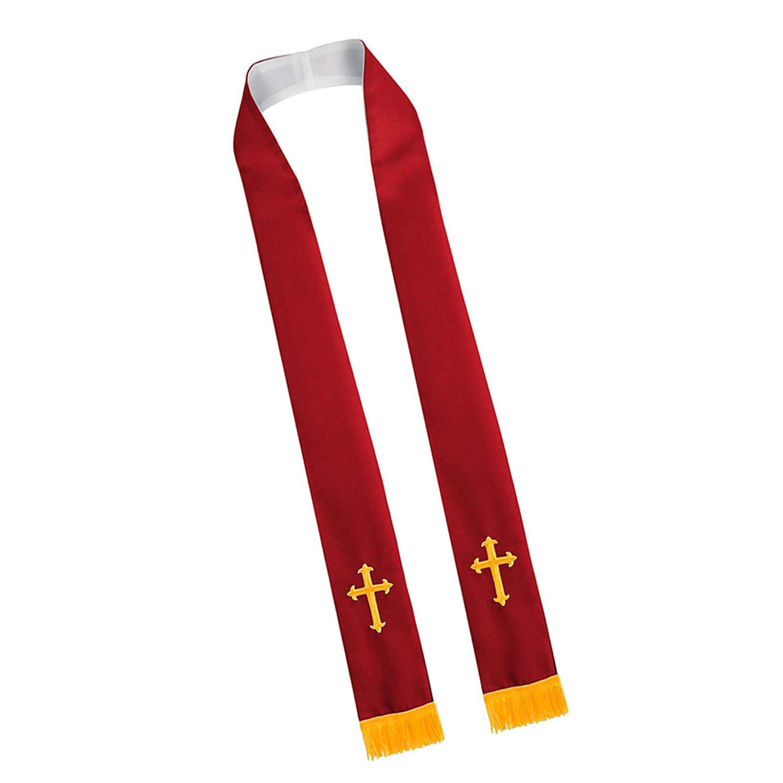 Wendbare liturgische Stola mit Kreuzmuster-Stickerei Unisex-Design Schal Für Geistliche Sakramentale Anlässe red