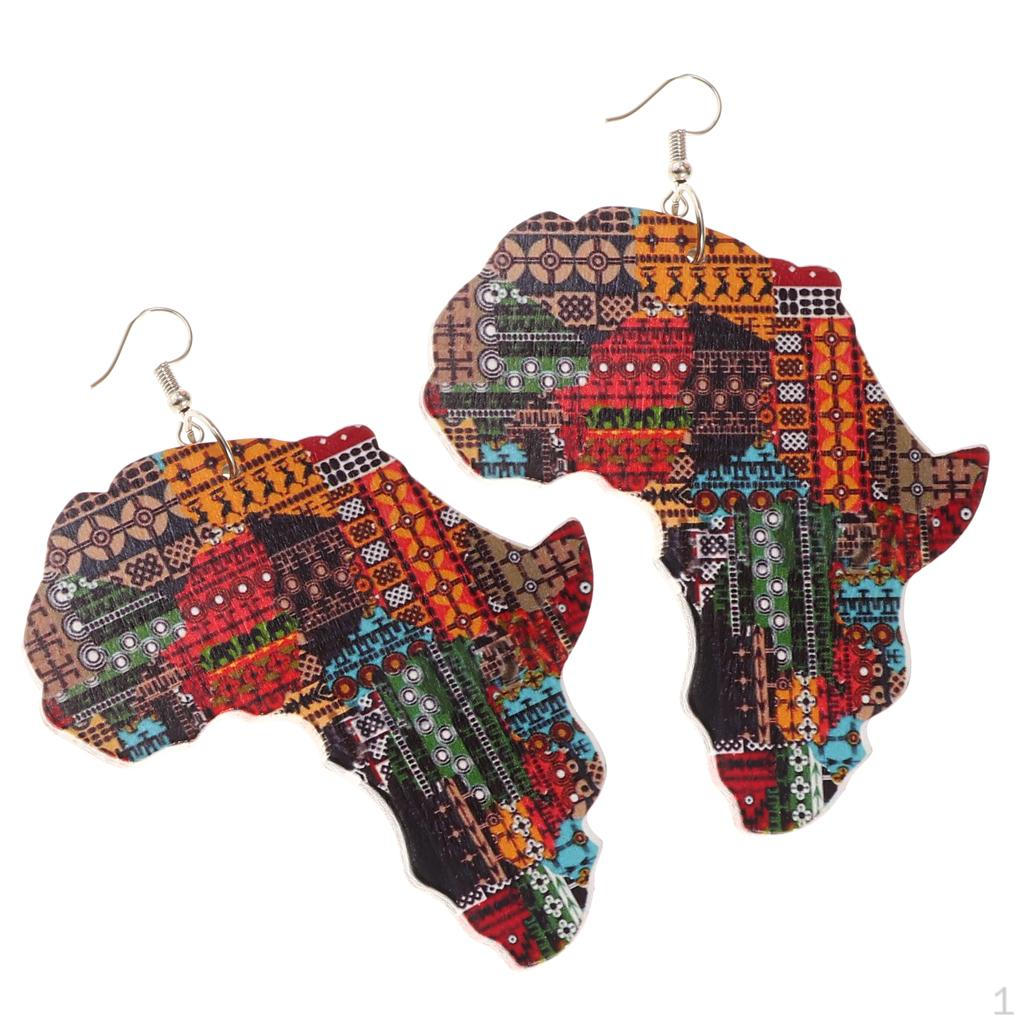 

Хип-хоп Африканская Карта Мотаться Серьги Стильный Красочный Узор Ювелирные Изделия Континента