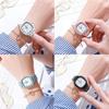 Student Fashion Square Heart Quartz Watch For High School Exams With Leather Strap