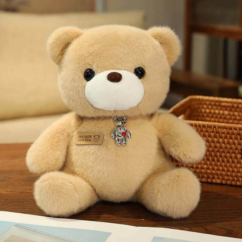 25cm Kawaii Colorful Bow Tie Bear Doll Plush Toy Stuffed Bear with Rose Animal Doll Birthday Gift Pillow for Girls Children
