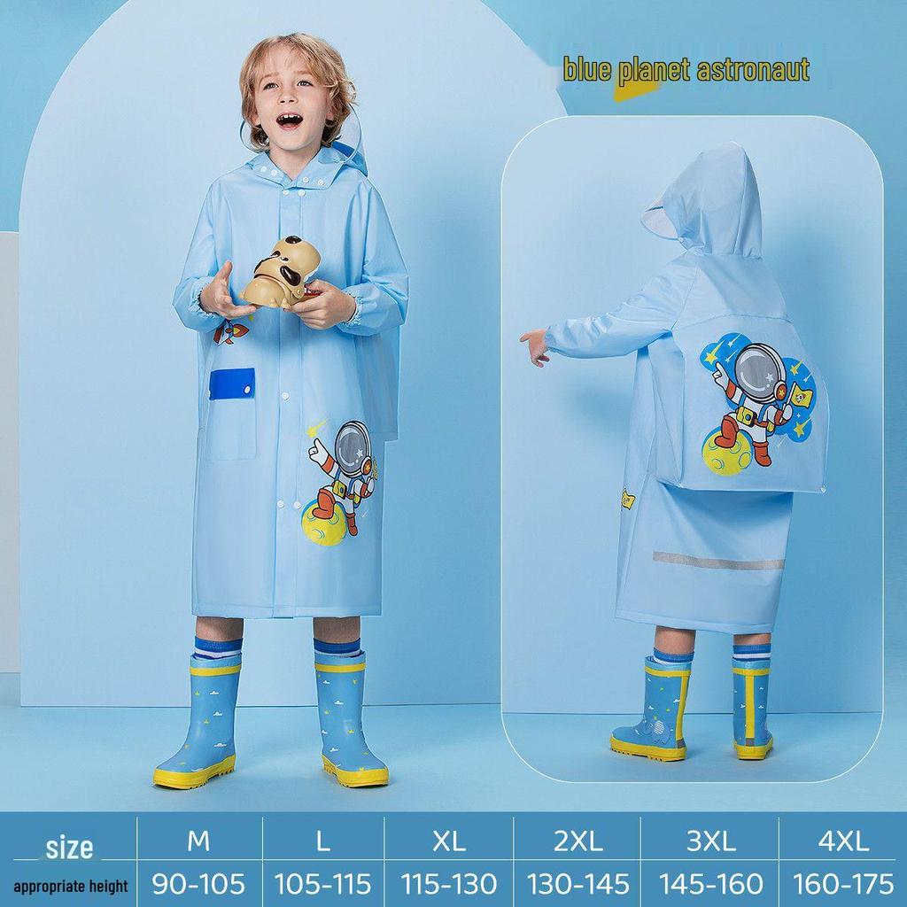 Children's Cartoon Rain Poncho with Backpack Slot for Kids