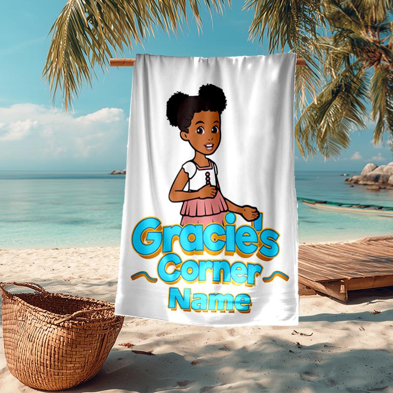 Custom Name Ultra-Soft Beach Towel with Gracie's Corner Theme,Ideal for Pool - Camping, Diving - Perfect Travel Essential, Vibrant Beach Towel.