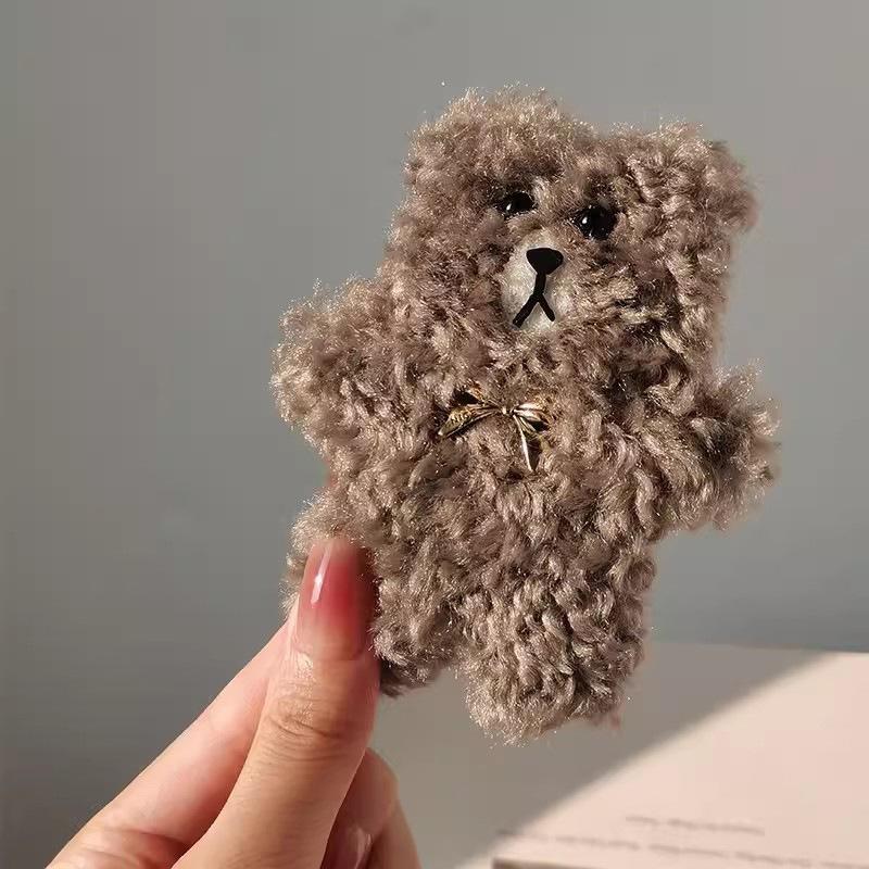 

Коричневый медведь Очаровательная заколка для волос Мягкая и пушистая мультяшная заколка для волос для девочек Осенне-зимний аксессуар Медведь StyleC