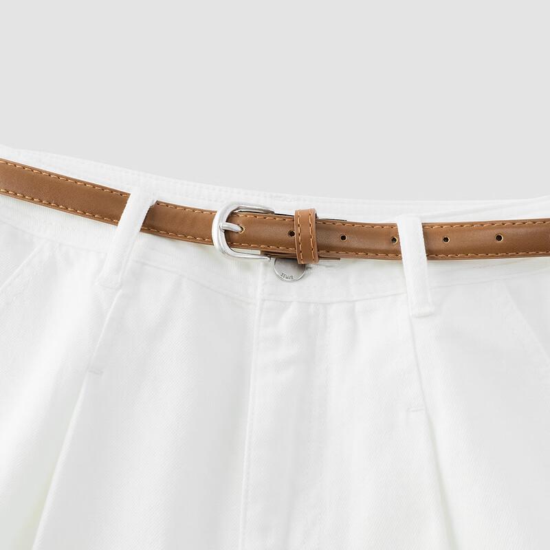 Semir Women's Summer Cool Straight-Leg Denim Belted Shorts