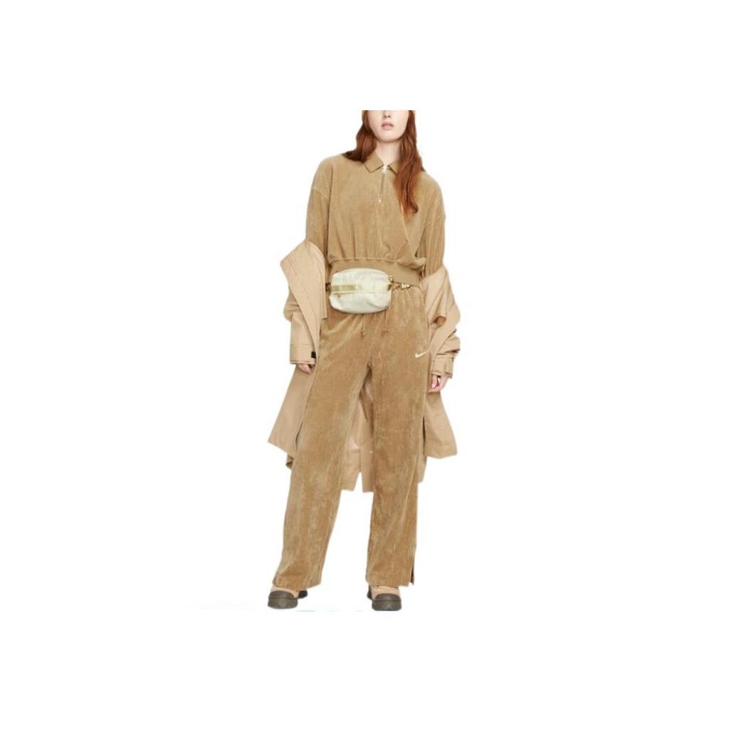 Nike Pantalon Côtelé Large à Jambes Fendues avec Logo Brodé pour Femmes Jaune Clair DQ5922-258