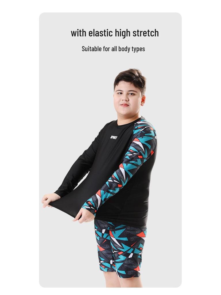 Kids' Long Sleeve Sun-Protective Swimsuit: Quick-Dry, Chlorine-Resistant UPF50+ Two-Piece Set