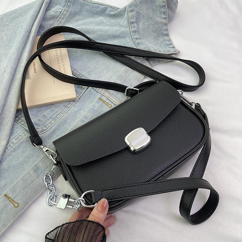 

Новый нишевый дизайн популярная мода сумка почтальона с замком на плечо кроссбоди универсальная женская сумка чёрный