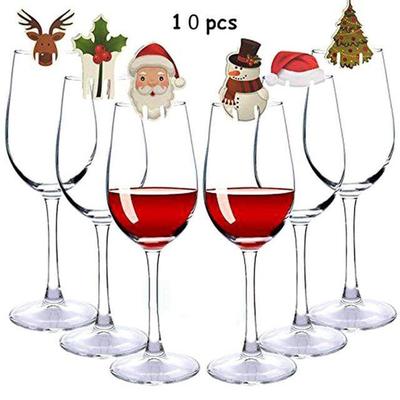 Christmas Wine Glass Accessories 10pcs Santa Hat Cup Cards for Decoration