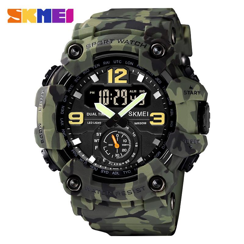 SKMEI Shockproof Waterproof Digital Digita Wristwatch For Men Dual Movement LED Light Sport Quartz Watch Male Electronic Watches