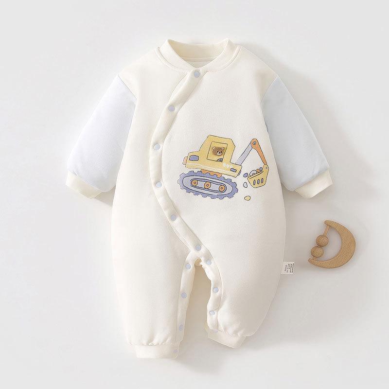 Thickened 120g Cotton Winter Baby Jumpsuit - Warm Padded Bodysuit for Crawling
