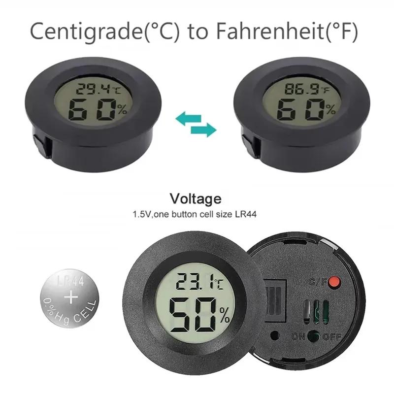 2/4 Pcs Mini Hygrometer Thermometer Fahrenheit or Celsius Meter Digital LCD Monitor Indoor Room Round Humidity Temperature Gauge