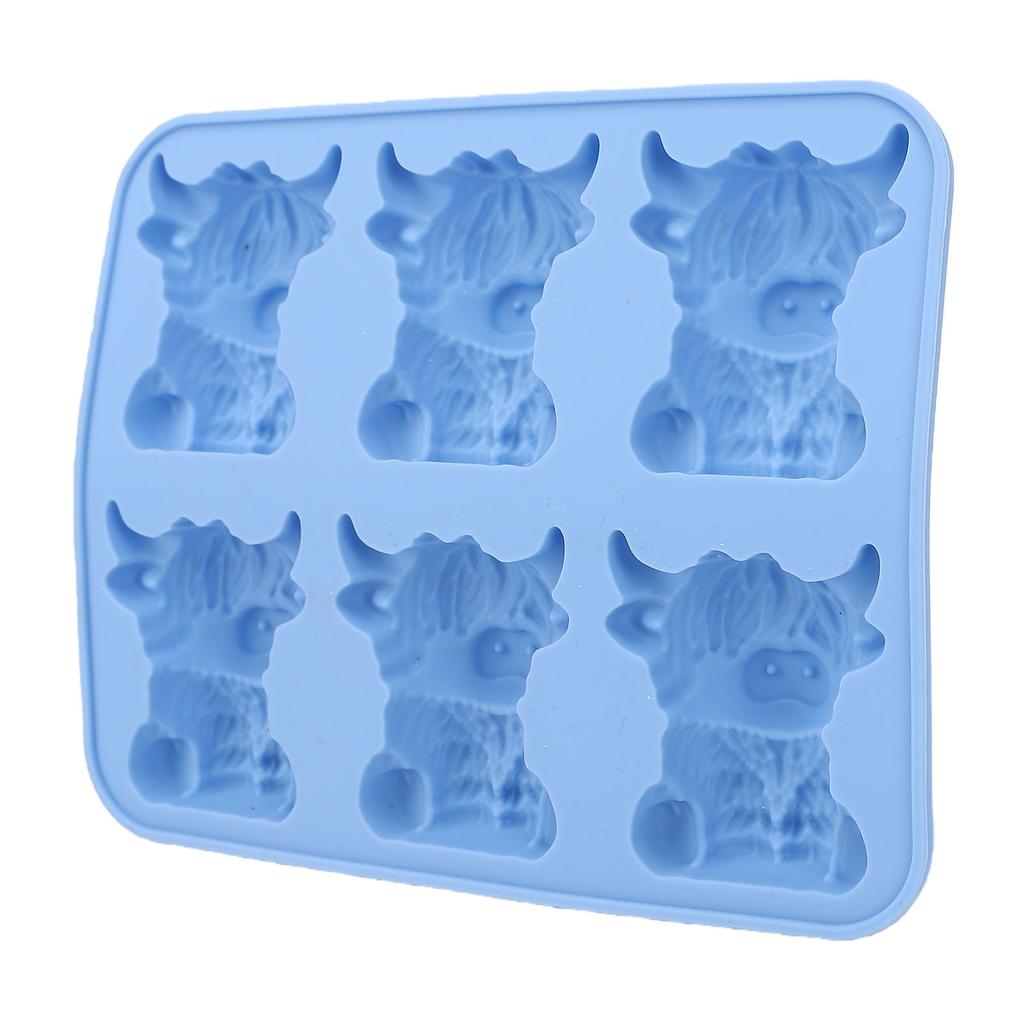 6 Cavity Mini Highland Cow Ice Cube Mold Silicone Reusable 3D Ice Tray for Whiskey Cocktail Beer