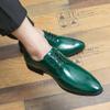 Chaussures habillées pour hommes, vert, grande taille, tige basse, cuir, brogues, à lacets