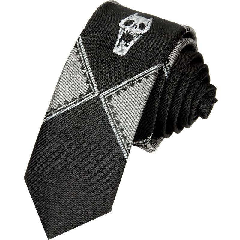 Japanese Version of JOJO Tie Kira Yoshikage's Bizarre Adventure Skull Black Lazy Zipper Tie Men's Hand Tie