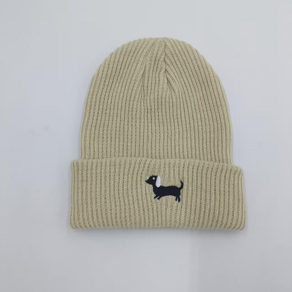 Winter Warm Knit Hat, Korean Style Puppy Embroidery Knit Hat, Men's and Women's Warm Cute Pullover Hat