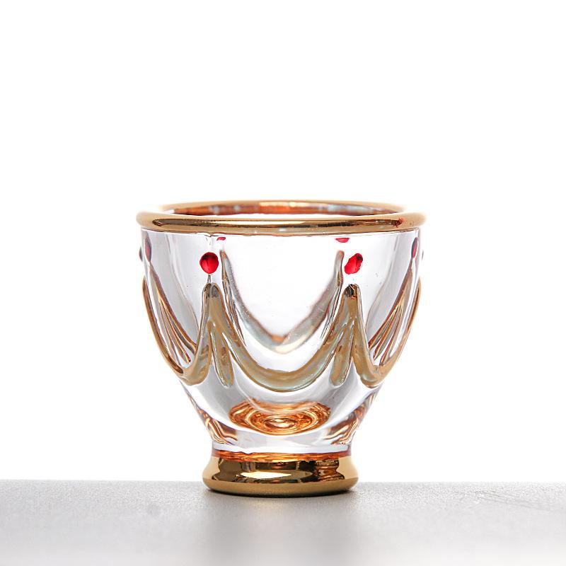 Hand-painted Light Luxury Crystal Shot Glass 10ml Mini Crystal Wine Glass White Wine Sake Whiskey Vodka Cup Suitable 10ml золотой