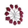 @ Fancy Red Rose Flower Metal Jura Pin For Hair  Bun Set Of 12 UKR916_60%OFF