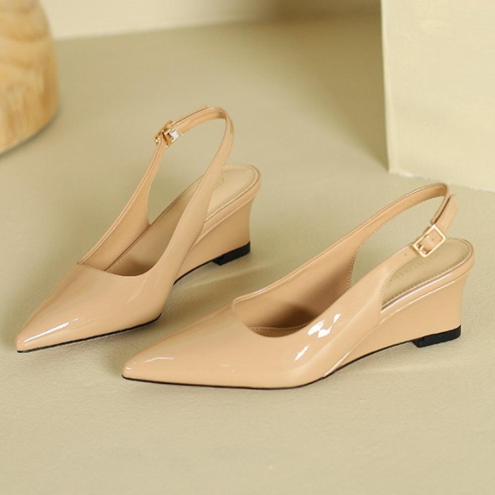 Slope Heel High Heels Women's Empty Wedge Sandals 2026 Summer New French Temperament Pointed Women's Shoes
