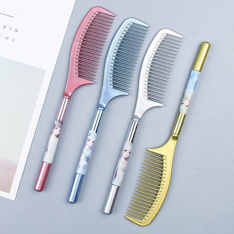 

2pcs Comb Shape Gel Pen Black Ink Pens School Office Writing Supplies Stationery Gift Suitable Student Write Supplies Random