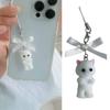Flocking Cat Pendant Keychain Bows Shaped Key Chain Bowknot Keyring Jewelry Camera Bag Decorations Handmade Gift