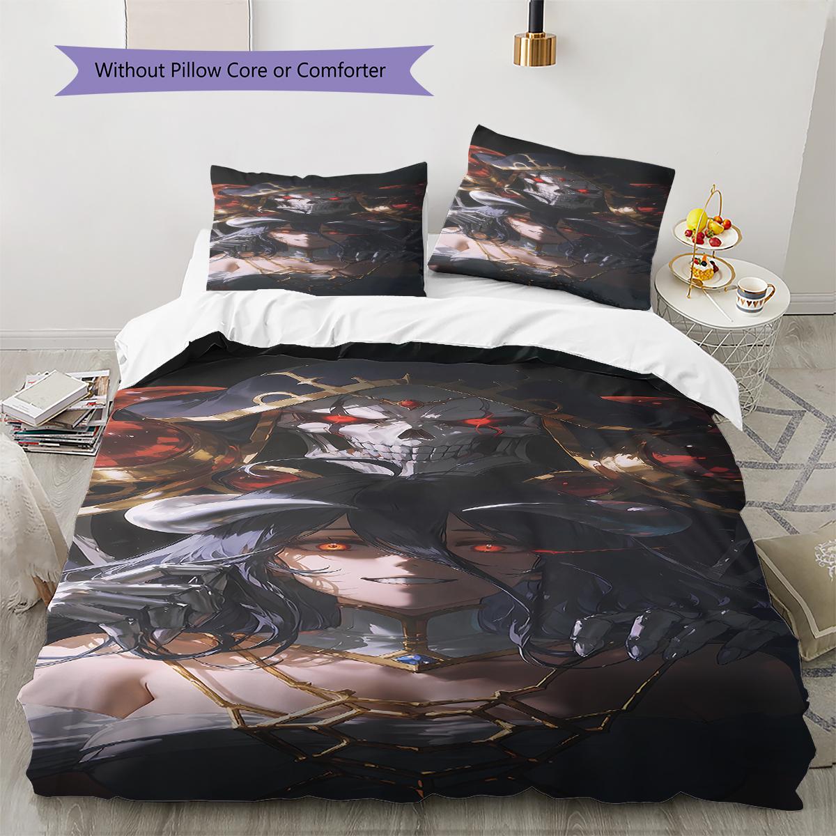 

OVERLORD Pattern Bedding,Quilt Set Quilt Cover Pillowcase Home Birthday Gift (1 * duvet cover + 2 * pillowcase, without core) 135x200cm