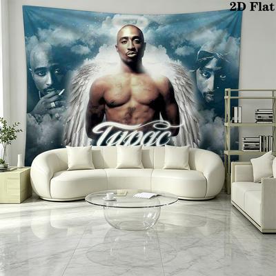 Tupac Plakat Veggteppe Estetisk Vegghengende Trykt Stoffteppe Dekorative Veggtepper for Soverom Stue Hjemmeinnredning