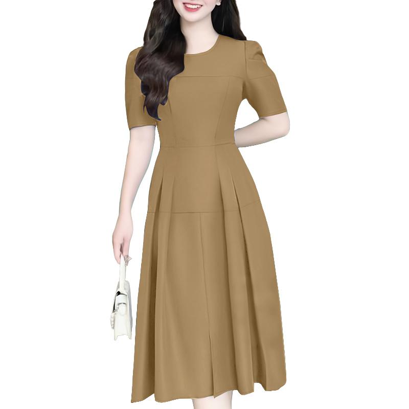 

ZANZEA Женское повседневное элегантное платье с круглым вырезом, летнее, с коротким рукавом 3XL хаки