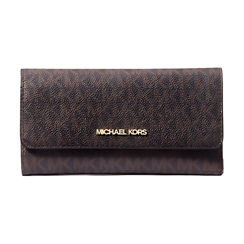 MICHAEL KORS Jet Set Printed Logo Coated Canvas Wallet Large Women s Brown коричневый