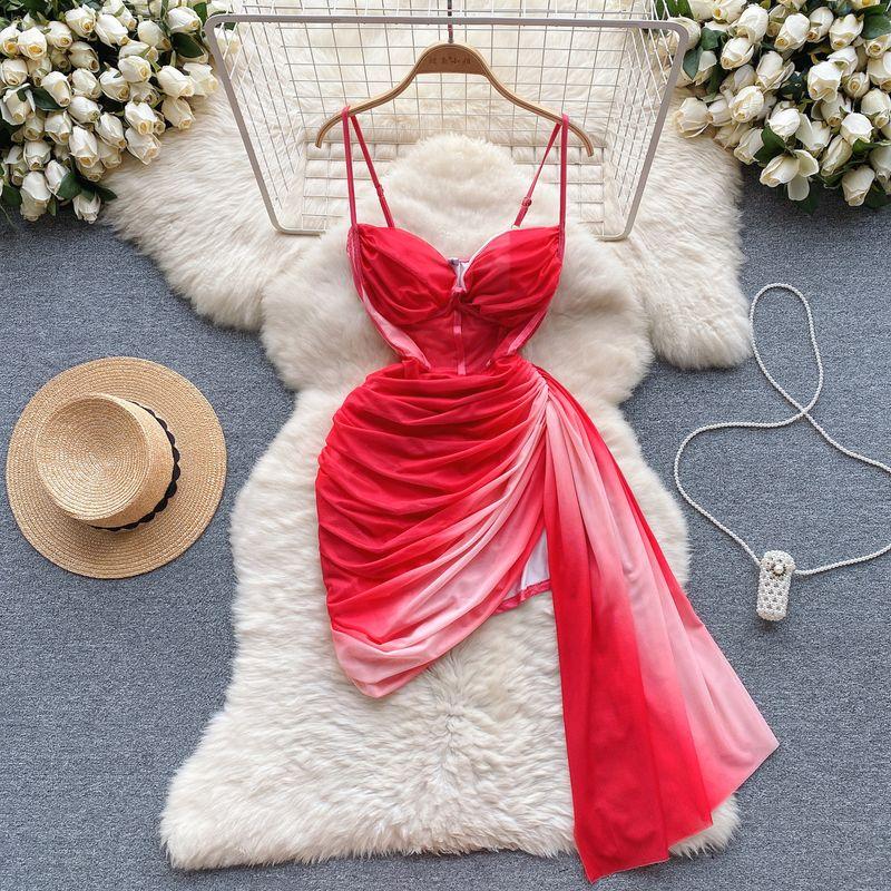 

Fashion Tie Dye Irregular Sexy Halter Skirt Picture Color S