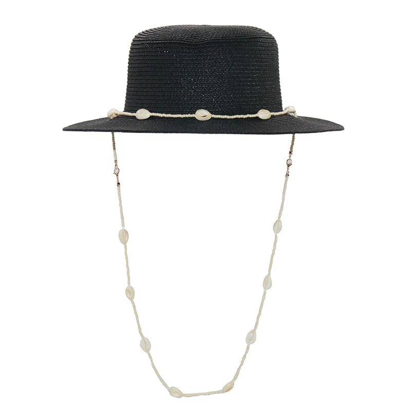 Personalized Trend, Shell Necklace, Straw Hat Spring and Summer Sun Shading Ladies' Sun Hat, Foldable Concave Top Straw Hat