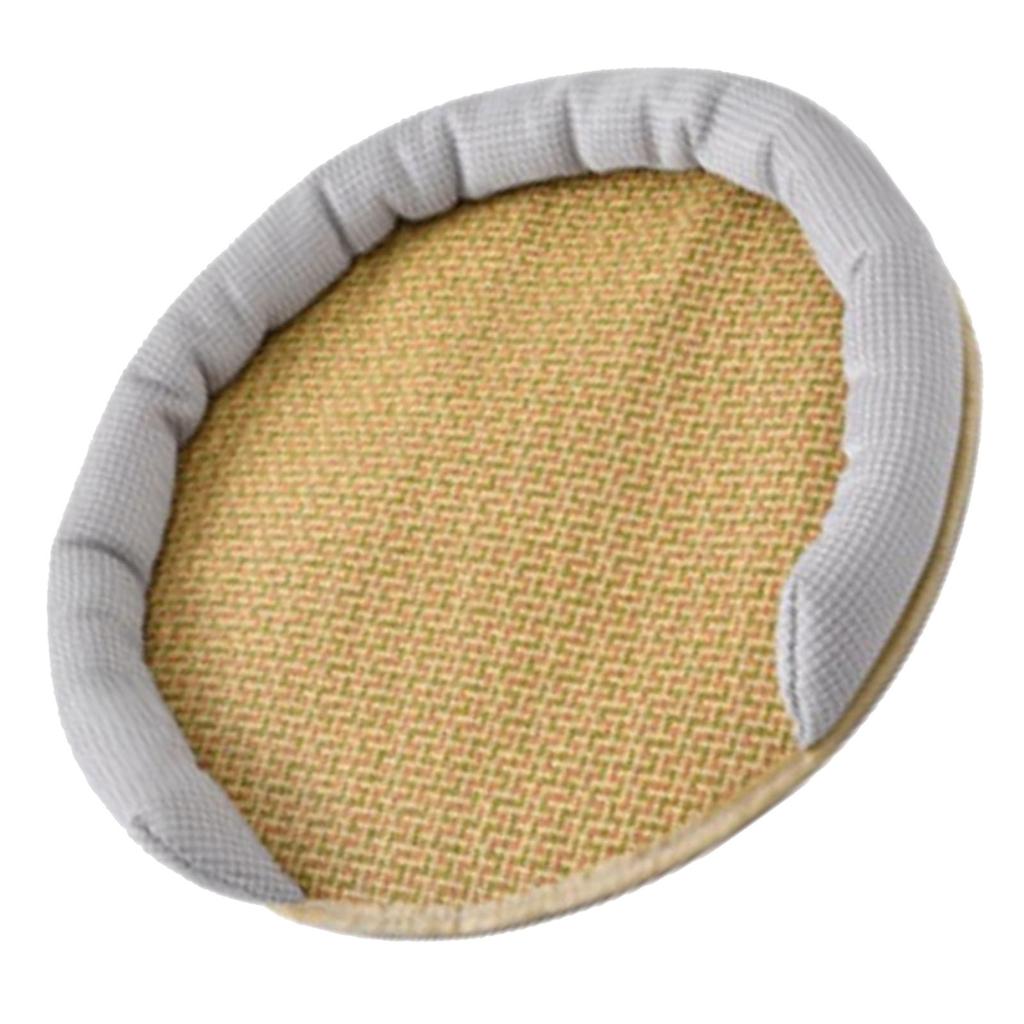 Pet Cooling Mat Summer Waterproof Breathable Soft Comfortable Hand Woven Cat Cool Rattan Pad for Indoor M Grey