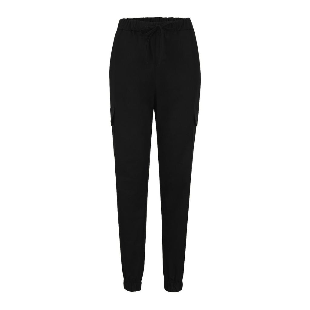 Women's Solid Color Casual Elastic Waist String Side Pocket Pencil Pants