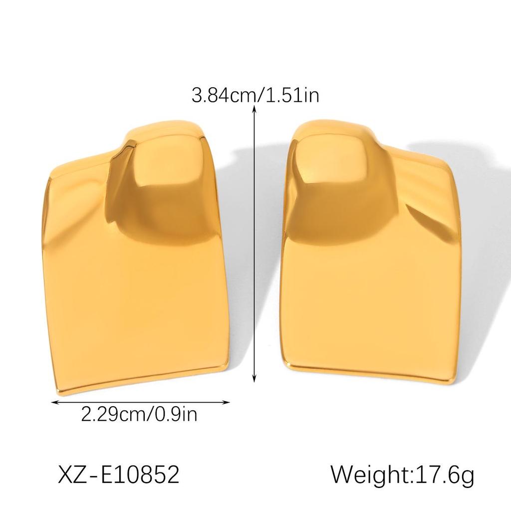 Europäische und amerikanische 18k vergoldete unregelmäßige Edelstahl-Ohrstecker - Leichter Luxus Titan Übertreibter Schmuck
