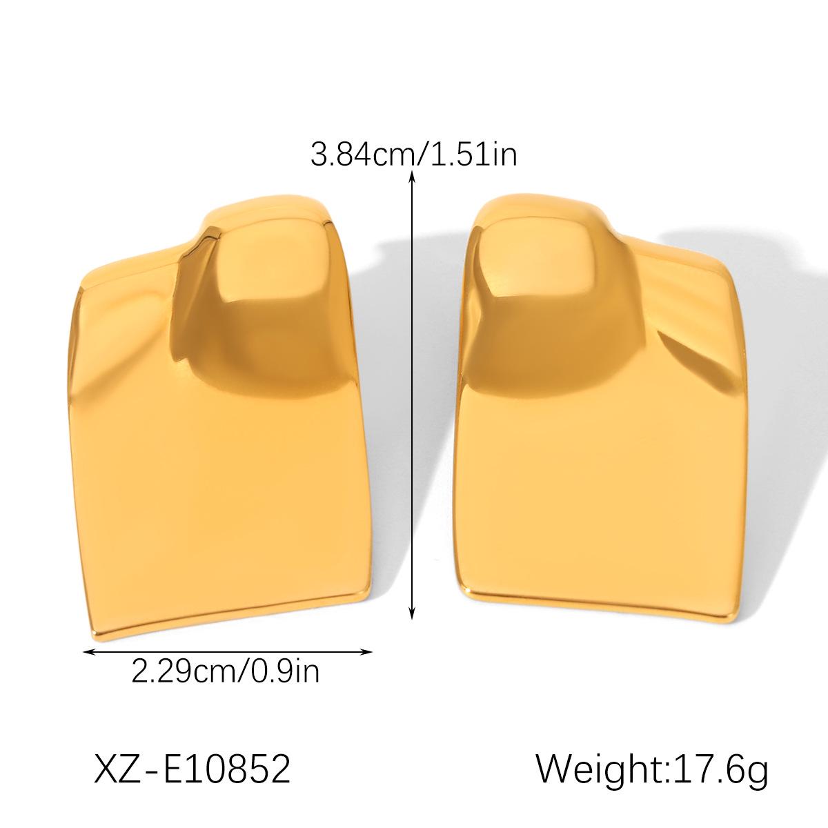 

European and American 18k Gold-Plated Irregular Stainless Steel Stud Earrings - Light Luxury Titanium Exaggerated Jewelry