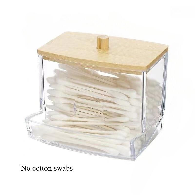 Cotton Swab Storage Box Can Be Stacked with Portable Transparent Household Cosmetic Container Square Organizer Box