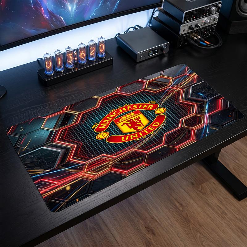 Tappetino Mouse Grande Stampato Manchester United, Tappetino da Scrivania Morbido in Gomma Antiscivolo per Gaming, Decorazione per Ufficio, Laptop, Computer