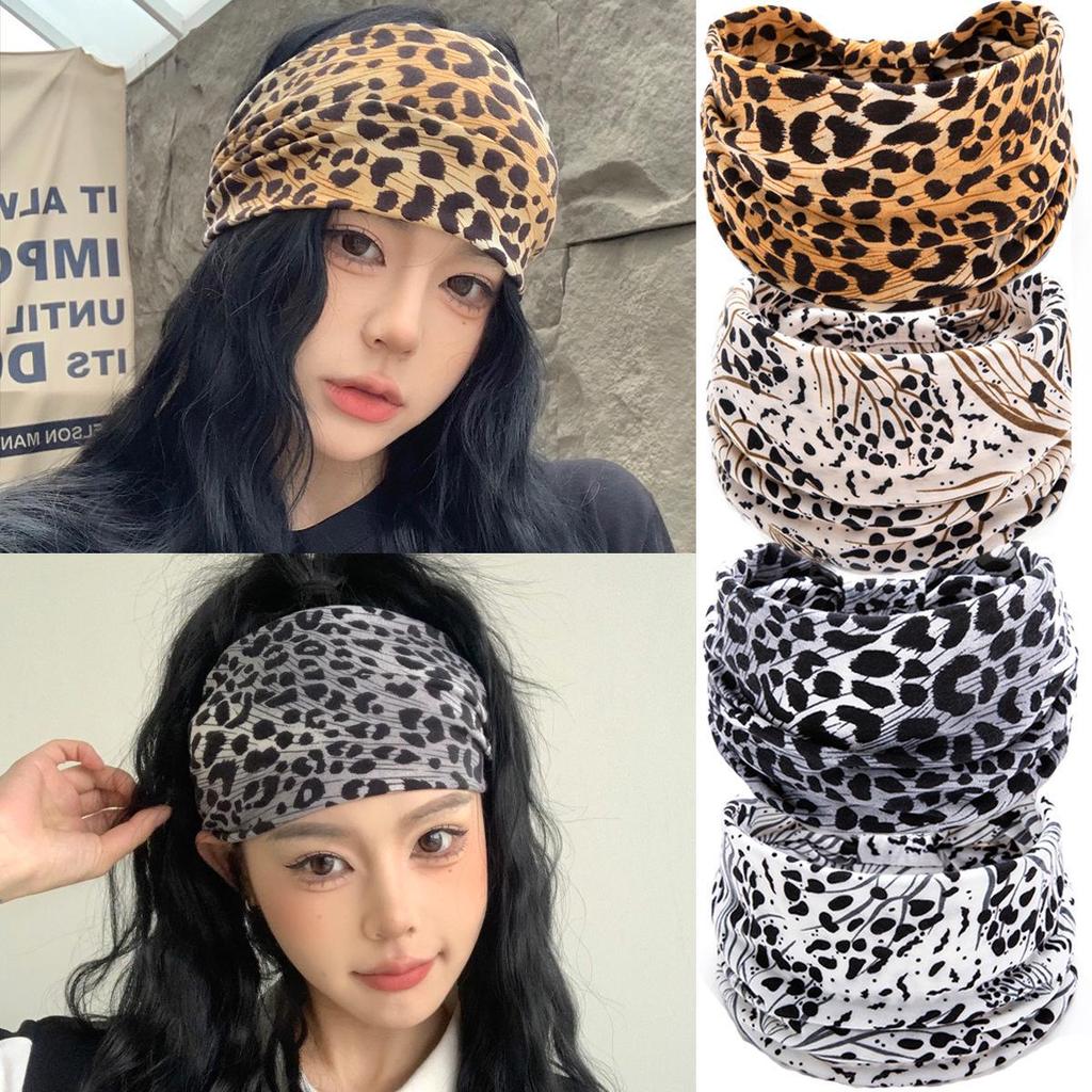 Leopard Print Knotted Elastic Headband: Autumn/Winter Cool & Sweet Style, Sweat-Absorbing