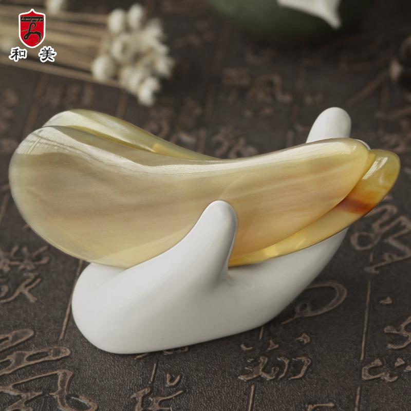 Exquisite natural texture yak horn massage scraper thickened comma horn scraping board