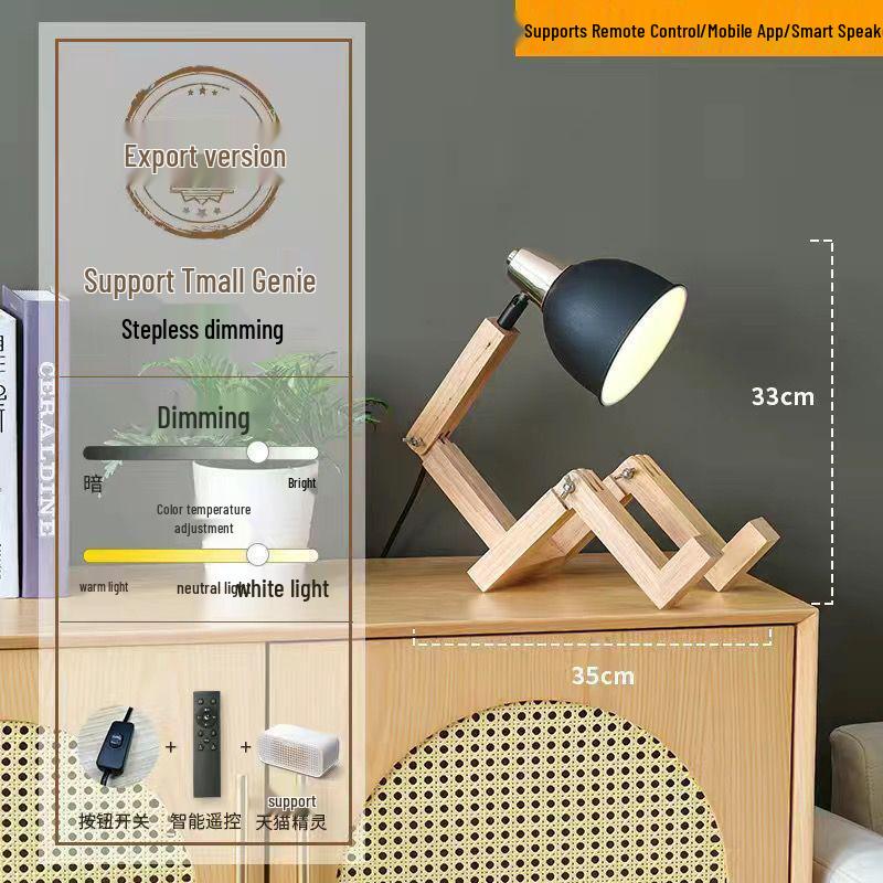 Verstellbare Holz-Augenschutz-Schreibtischlampe für Arbeitszimmer & Schlafzimmer