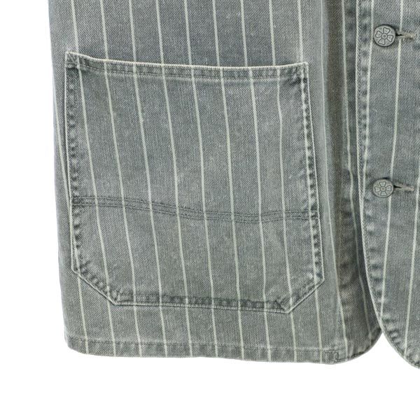 OZONE ROCKS made in Japan stripe Denim Jacket L Gray Men's Used